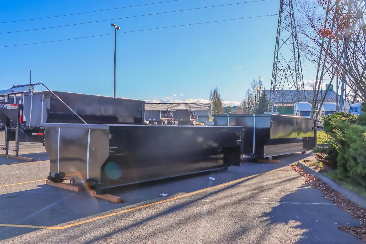 Roll-off dumpster ready for waste disposal at job site for 6 Yard Dumpster Rental in Eagleton Village